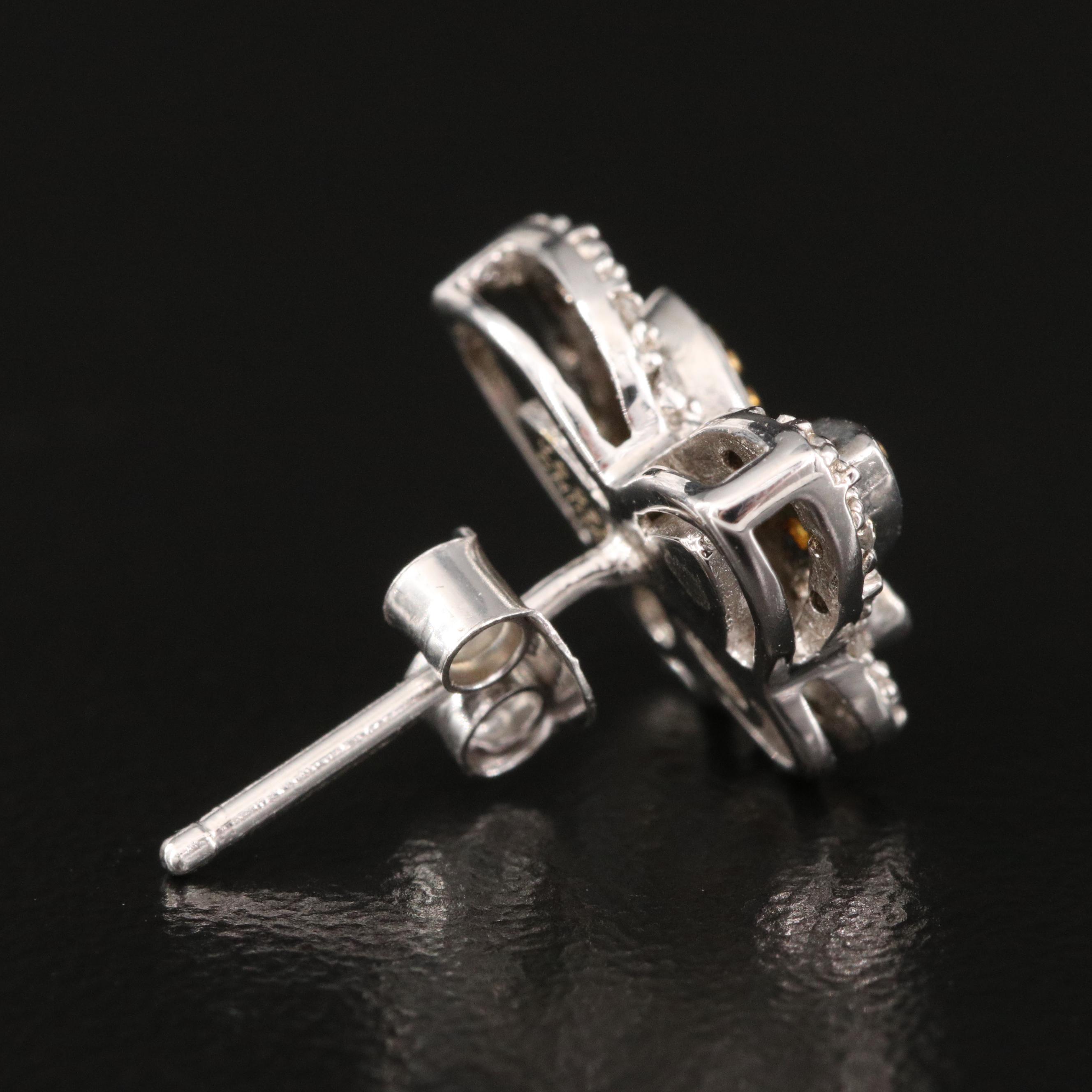 Sterling Silver Diamond Butterfly Earrings