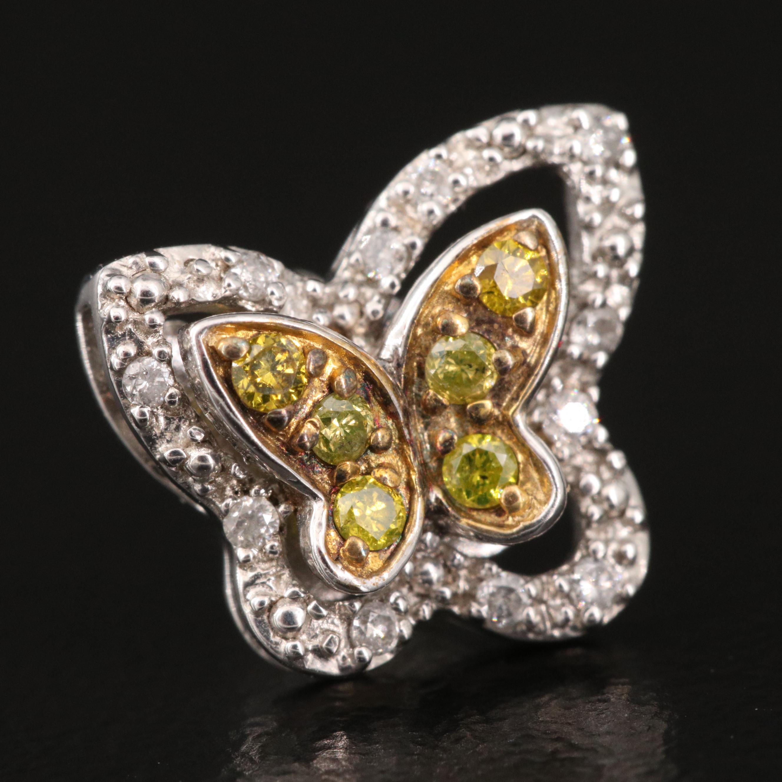 Sterling Silver Diamond Butterfly Earrings