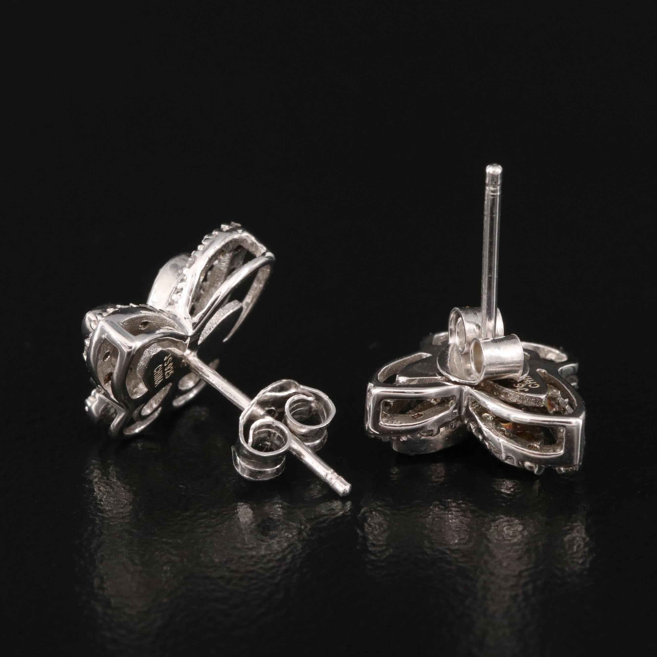 Sterling Silver Diamond Butterfly Earrings