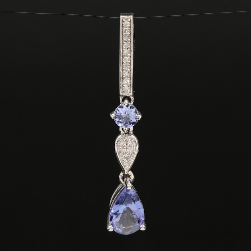 Sterling Tanzanite and Diamond Pendant