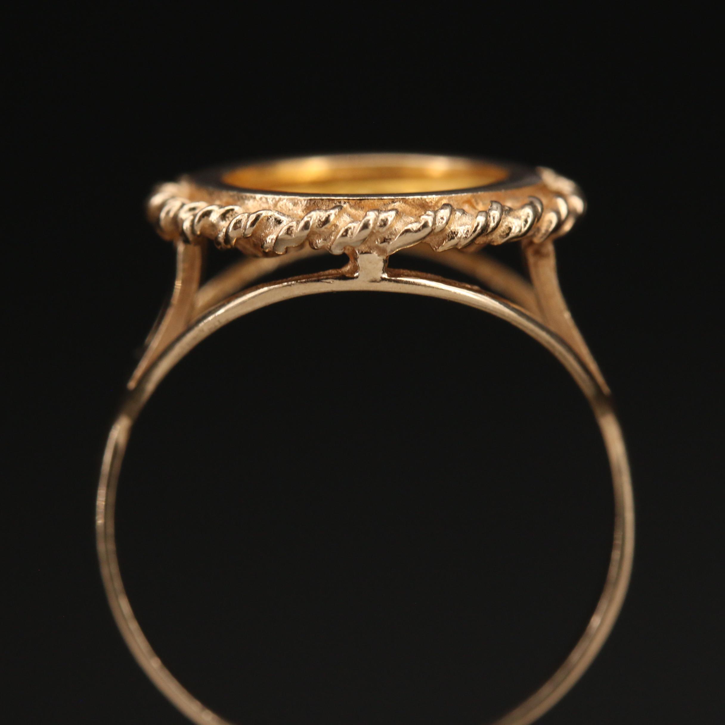 1991 3-Yuan China Panda Gold Bullion in 14K Ring with Rope Detailing