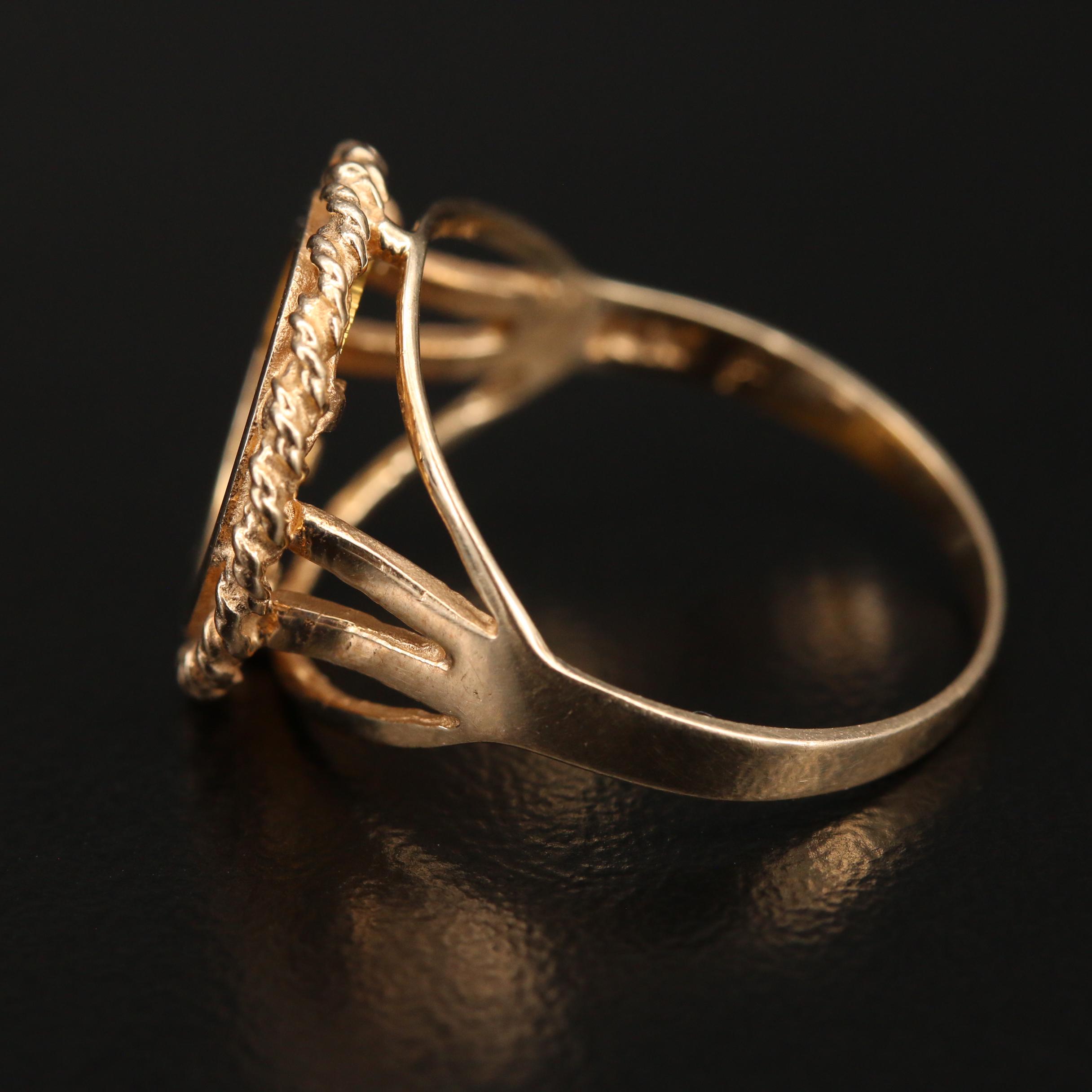 1991 3-Yuan China Panda Gold Bullion in 14K Ring with Rope Detailing