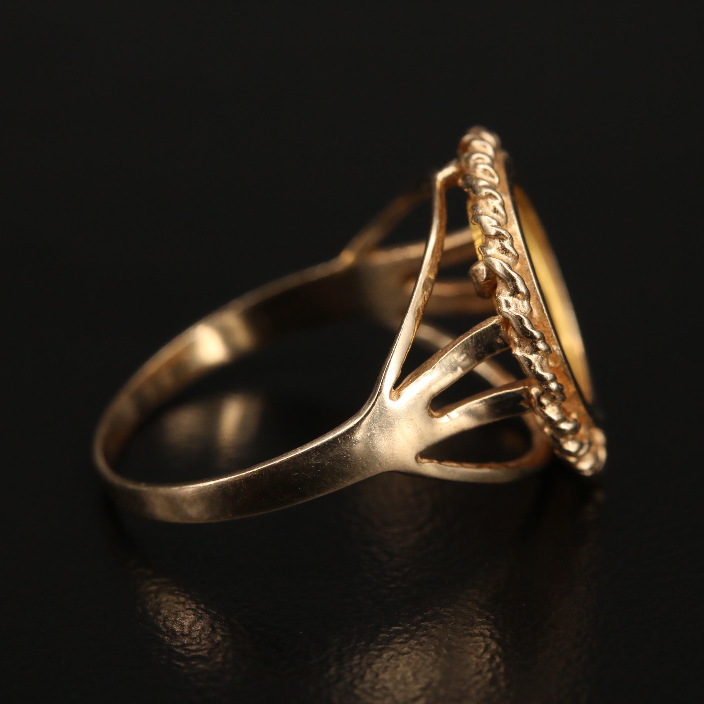 1991 3-Yuan China Panda Gold Bullion in 14K Ring with Rope Detailing
