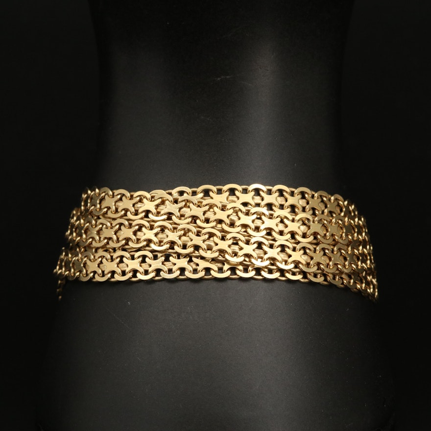 18K Italian Multi-Strand Bismark Chain Bracelet