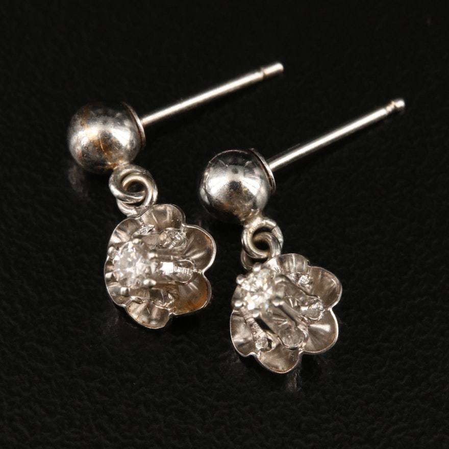 14K Buttercup Set Diamond Earrings