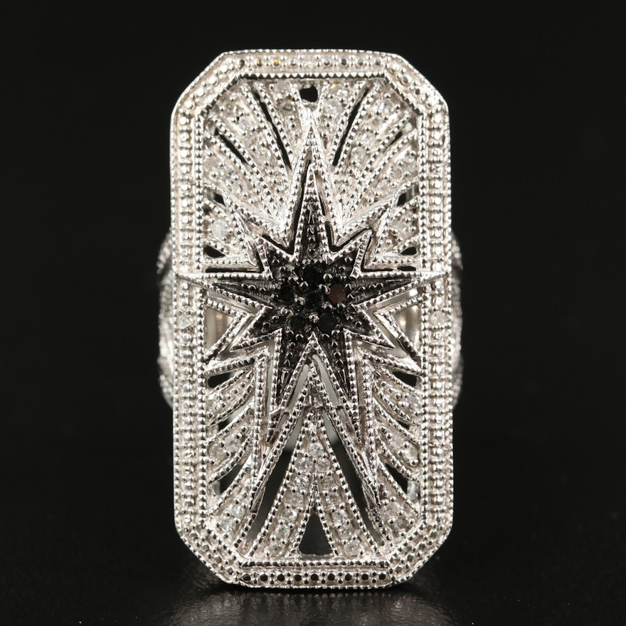 Sterling Silver 1.25 CTW Diamond Starburst Dinner Ring