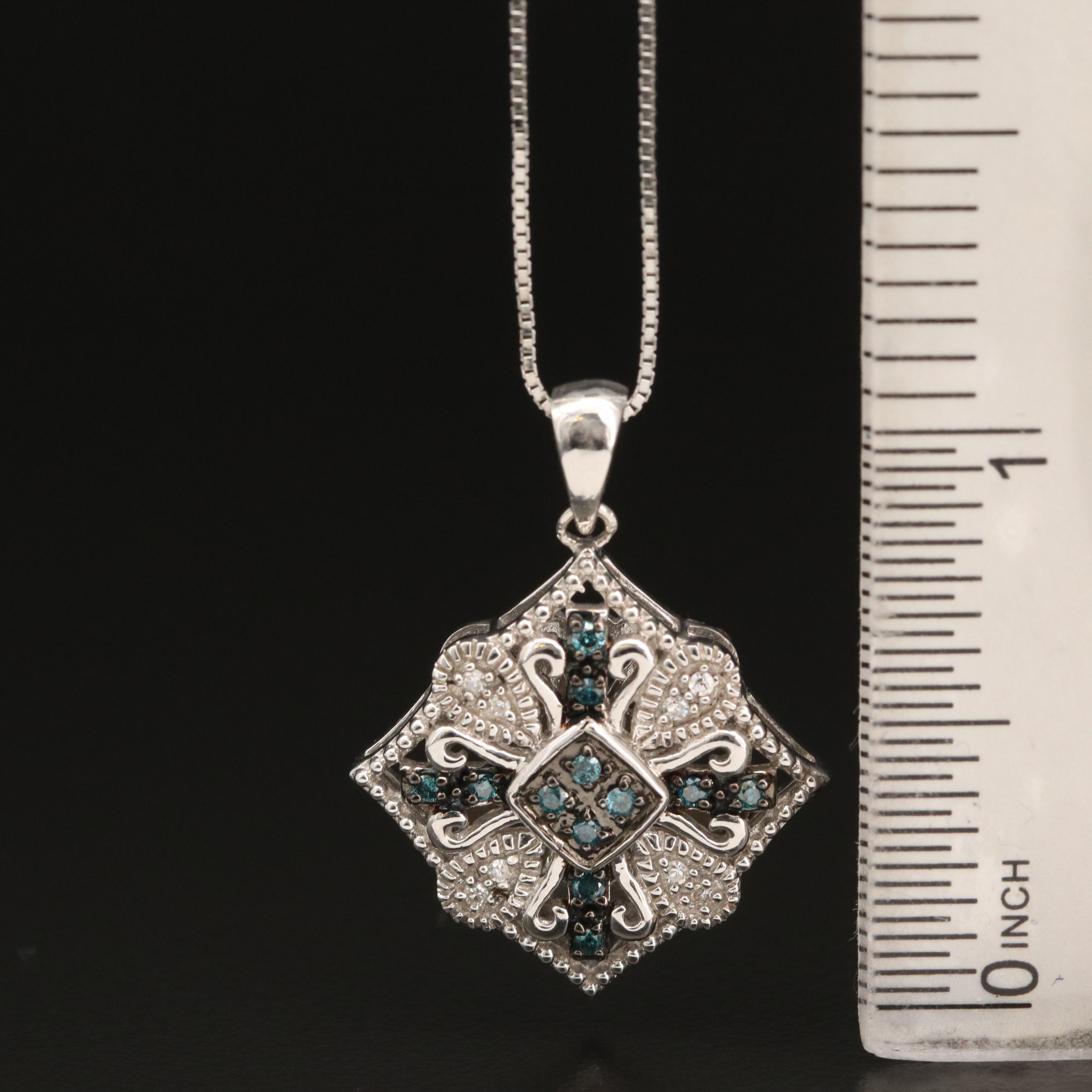 Sterling Silver Diamond Pendant Necklace