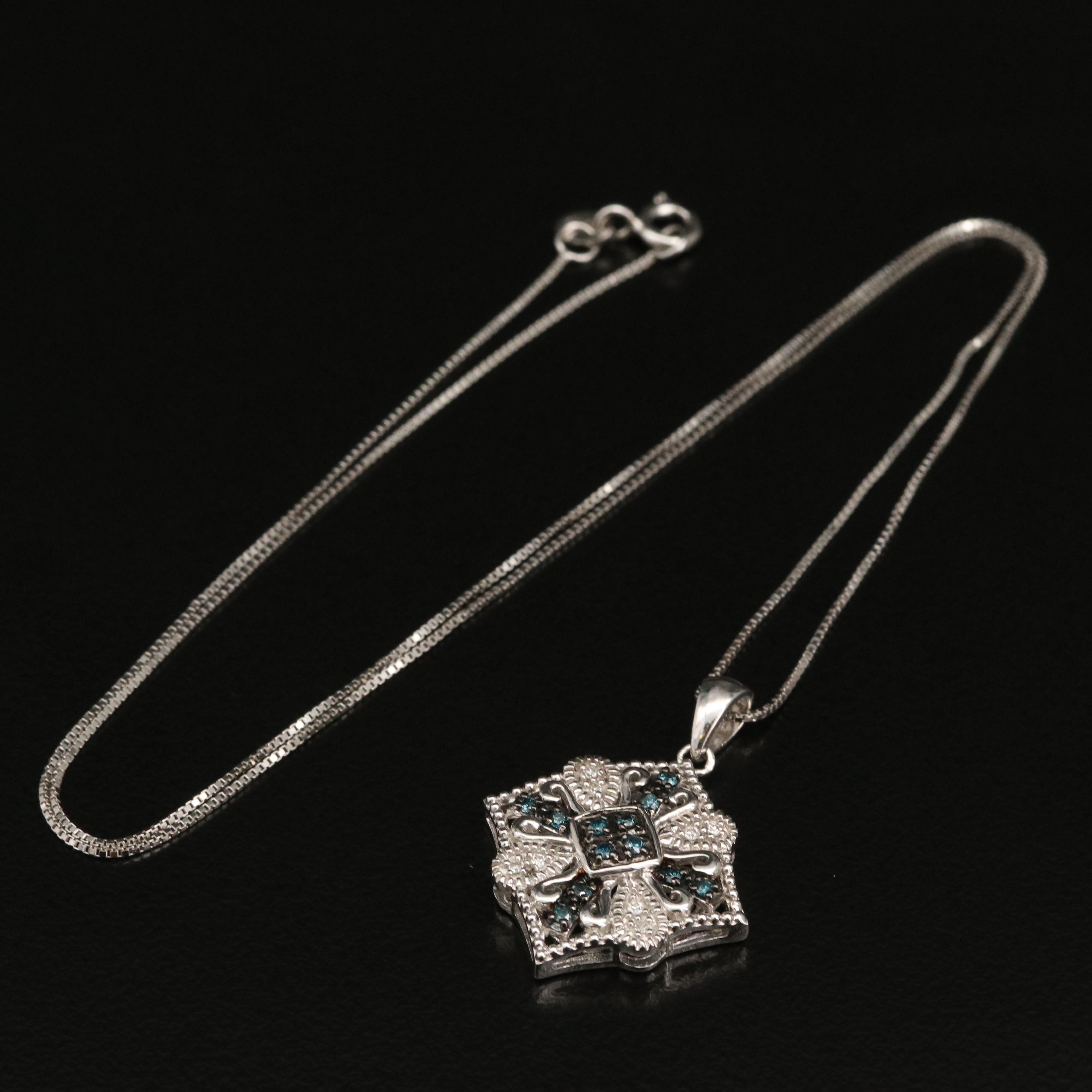 Sterling Silver Diamond Pendant Necklace