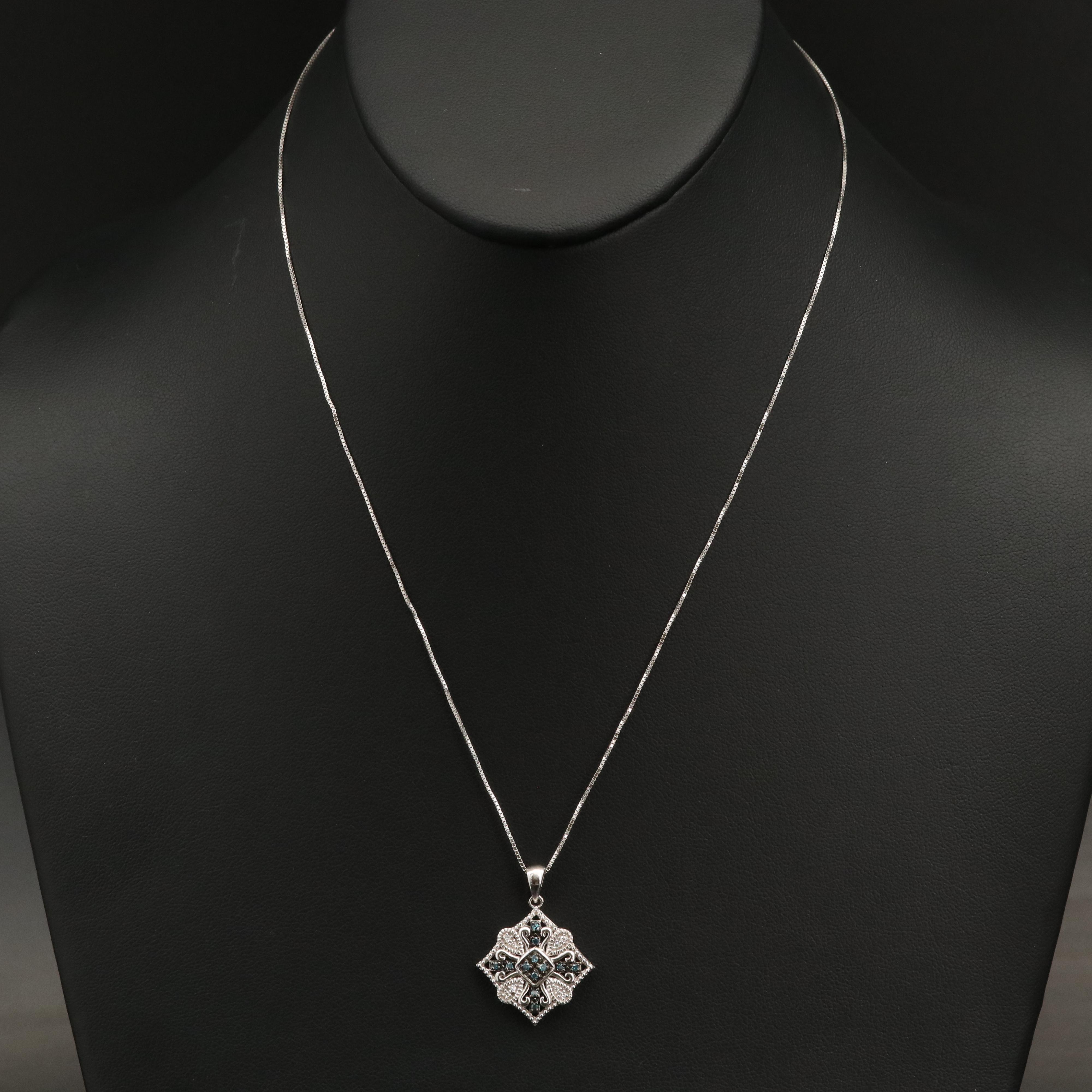 Sterling Silver Diamond Pendant Necklace