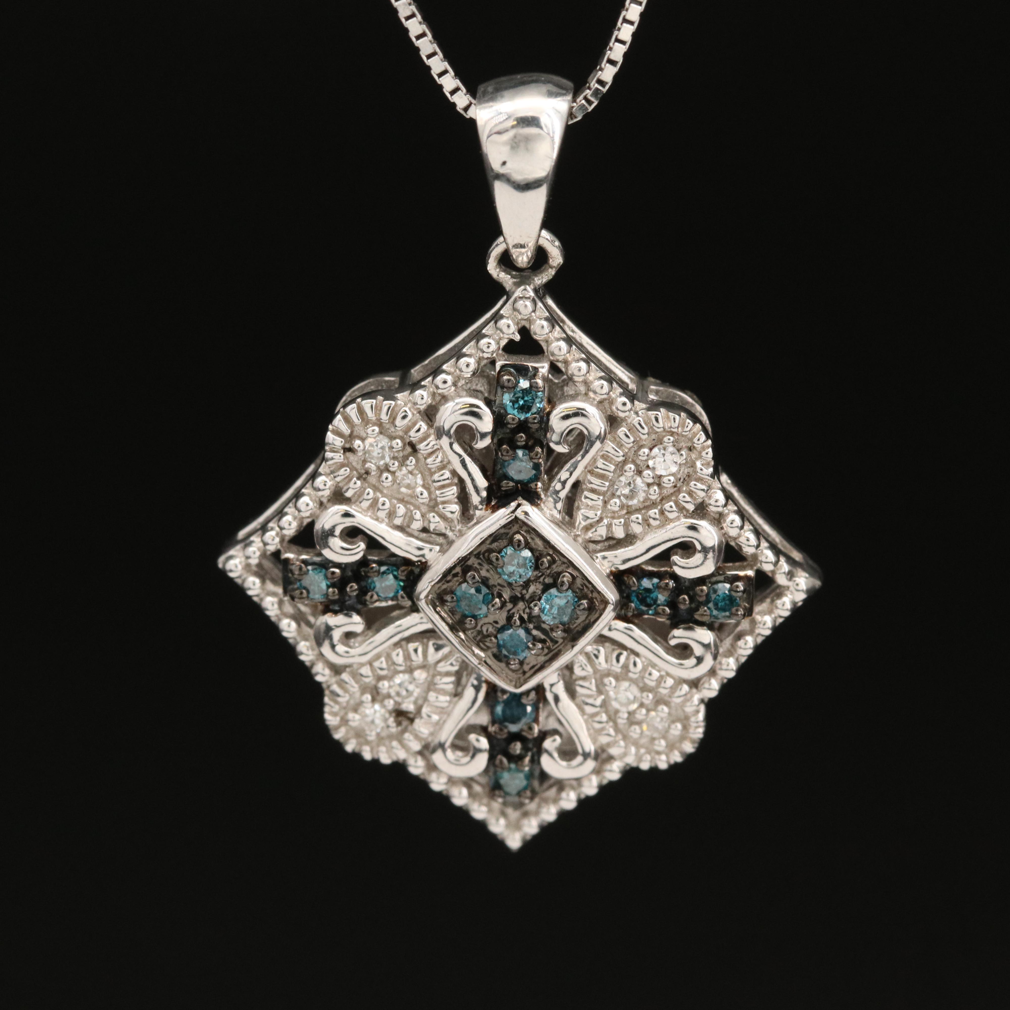 Sterling Silver Diamond Pendant Necklace