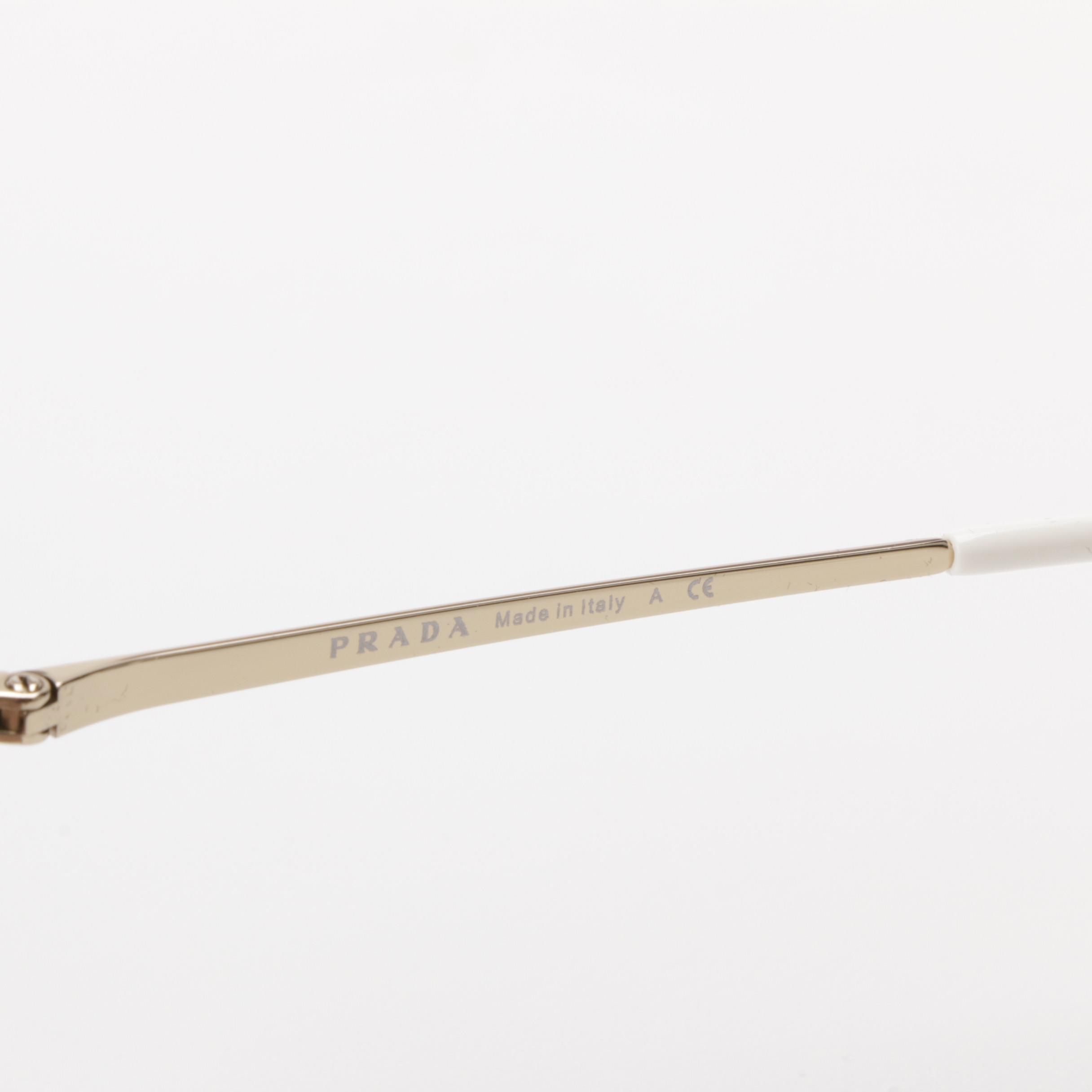 Prada SPR65V Catwalk Gold Tone Sunglasses with Case and Box