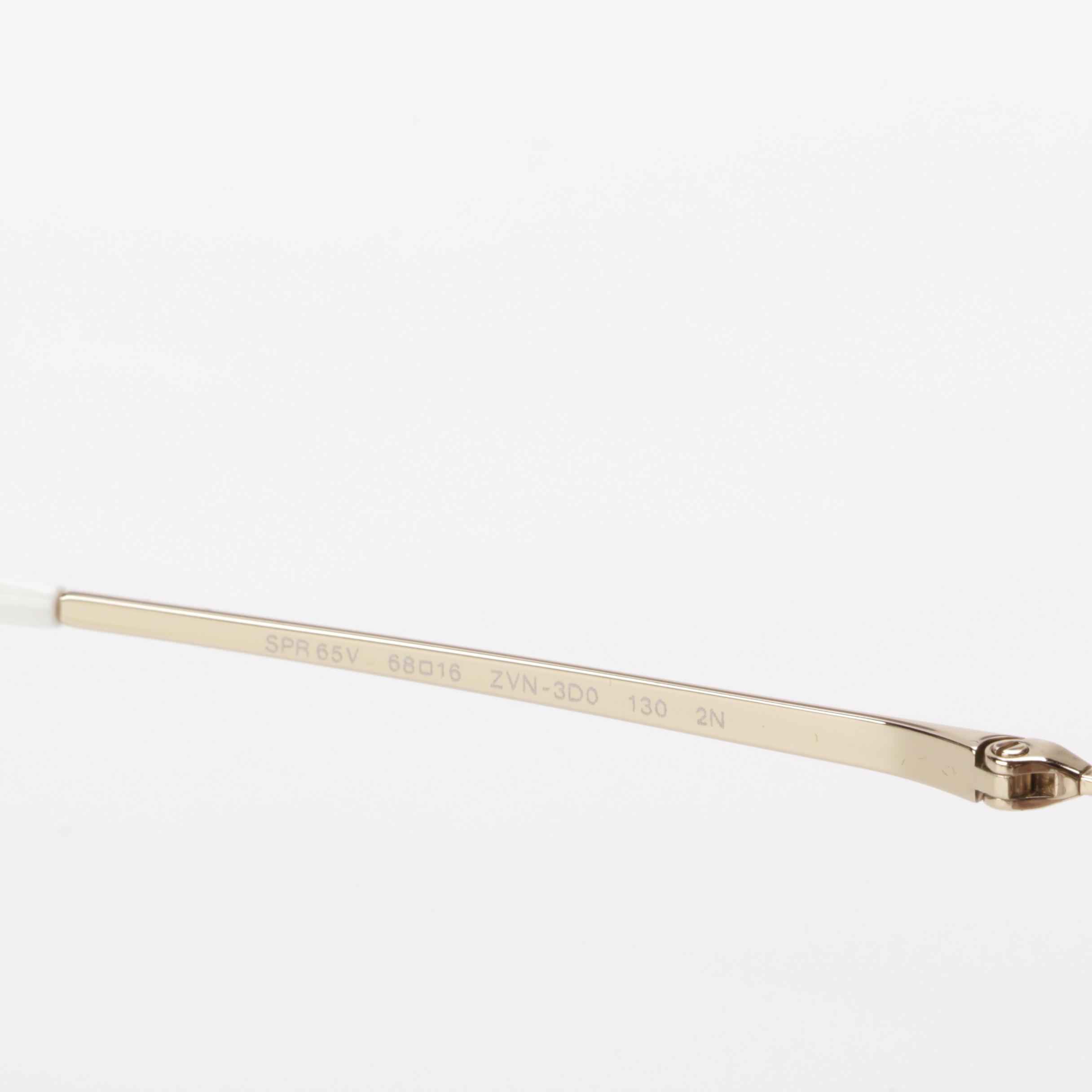 Prada SPR65V Catwalk Gold Tone Sunglasses with Case and Box