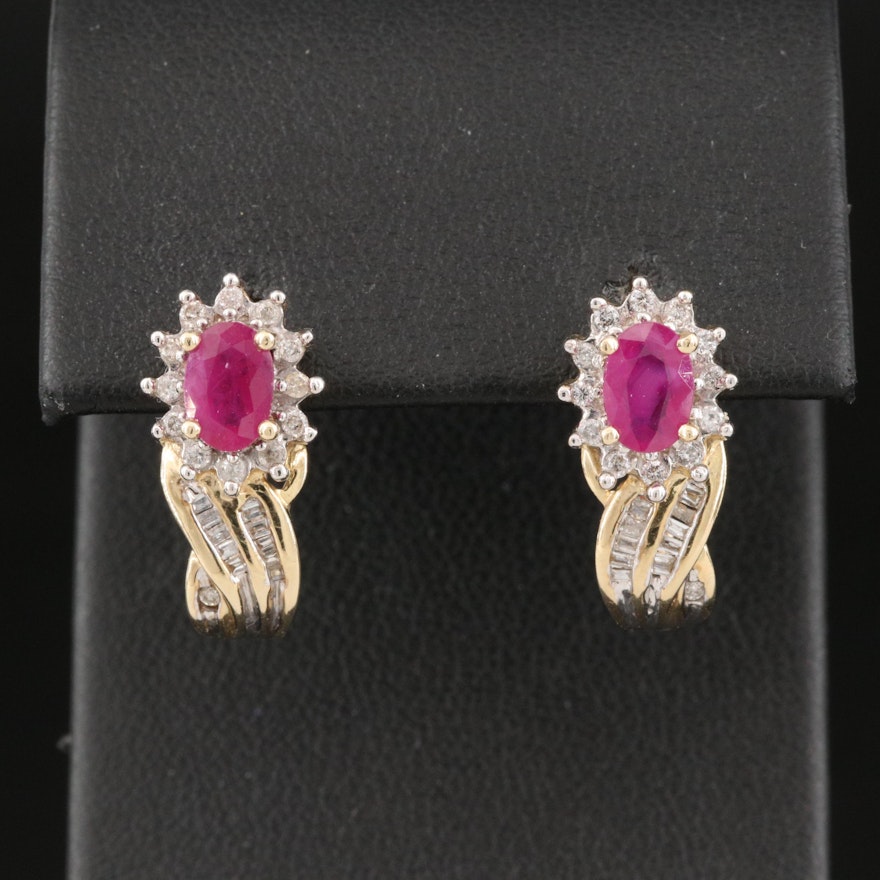 10K Ruby and Diamond Earrings