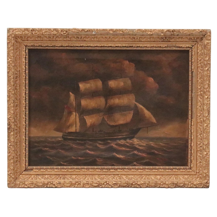 Oil Painting of Ship, Late 19th-Early 20th Century