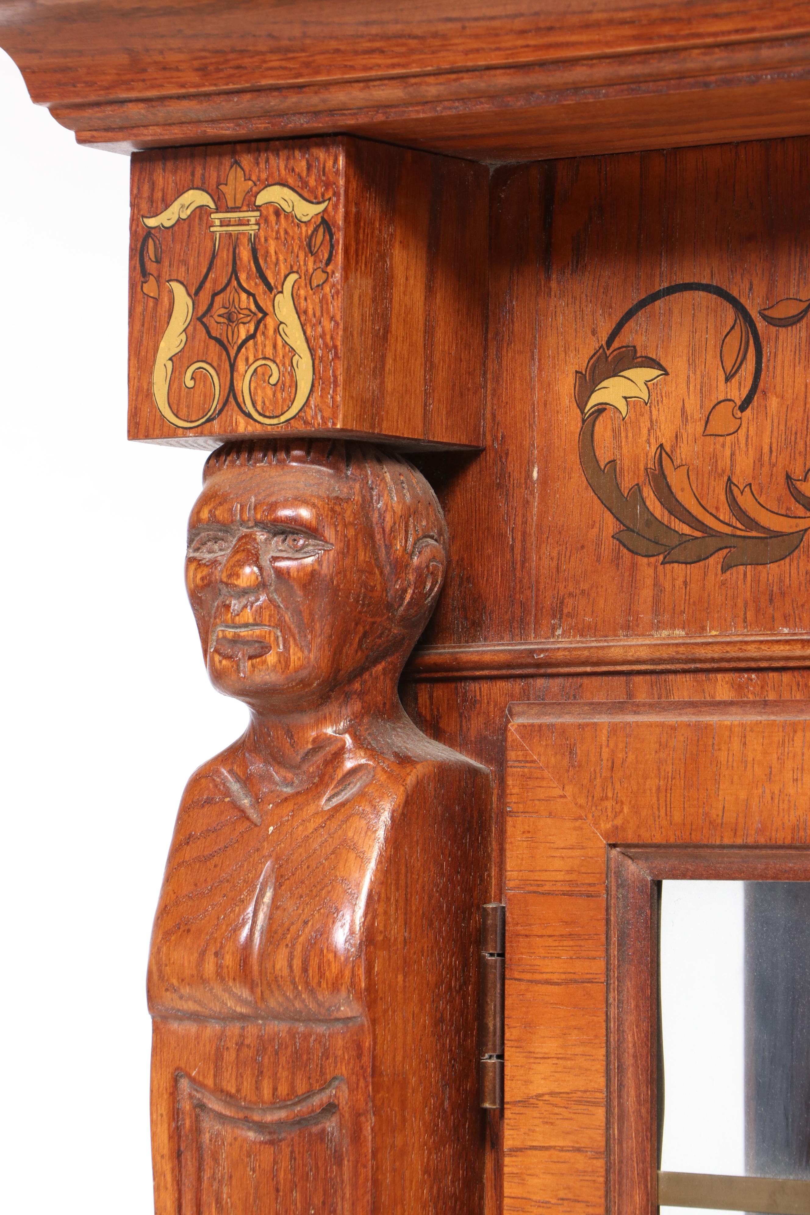 Pulaski Furniture Corp. Empire Style Stenciled Oak Secretary Bookcase