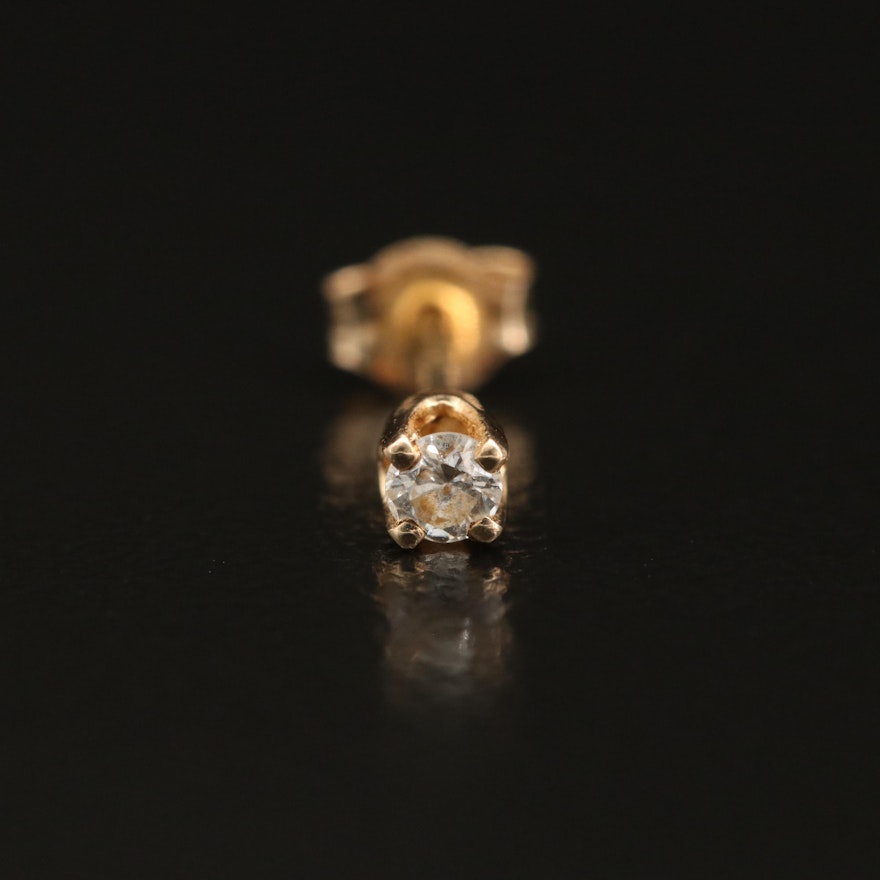 14K 0.04 CT Diamond Solitaire Stud Earring