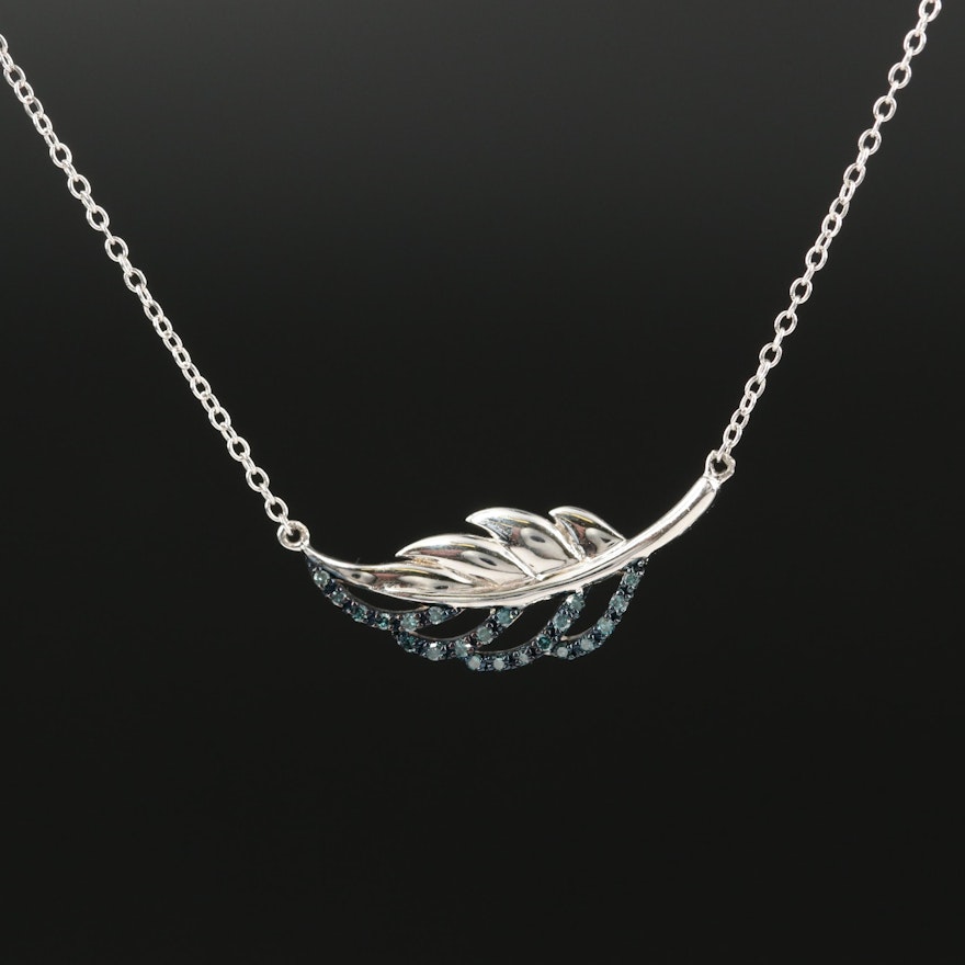 Sterling Silver Blue Diamond Necklace