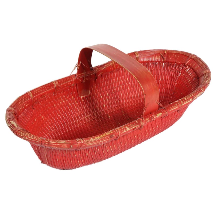 Handwoven Red Handled Basket