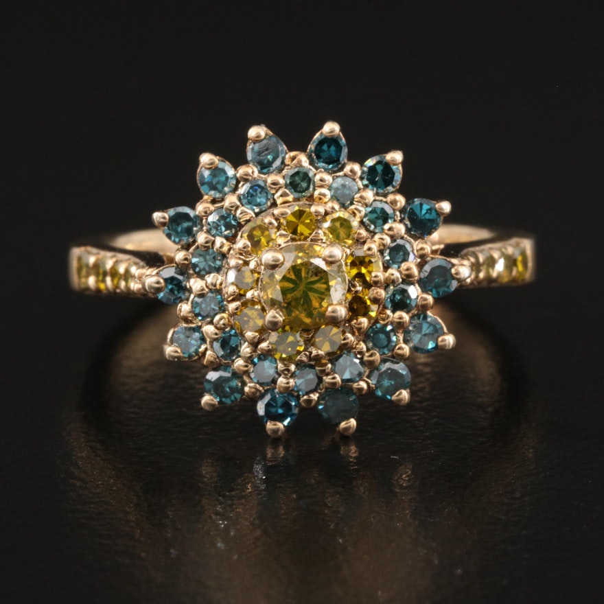 Sterling 1.00 CTW Diamond Floral Ring