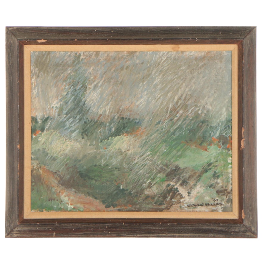Leonard Maurer Oil Painting "Rain," 1960