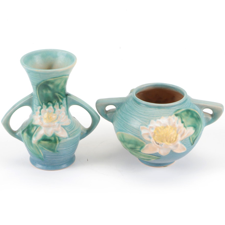 Roseville Pottery "Water Lily" Ceramic Vases