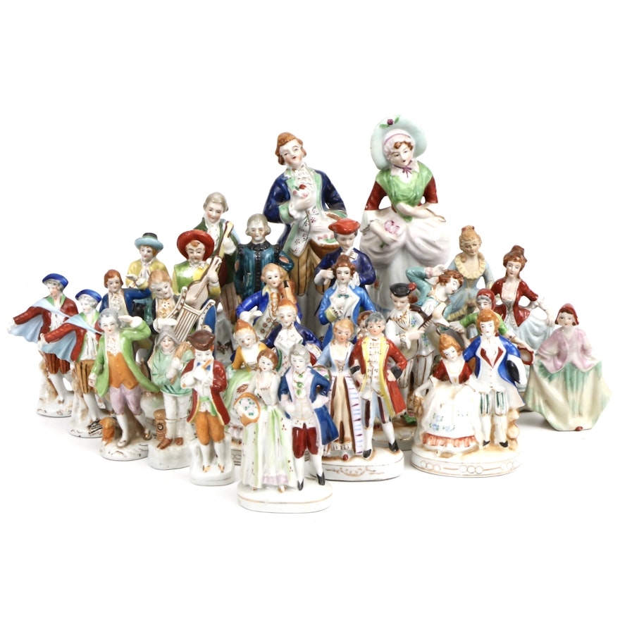 Japanese Porcelain Courtesan Figurines, Mid-20th Century