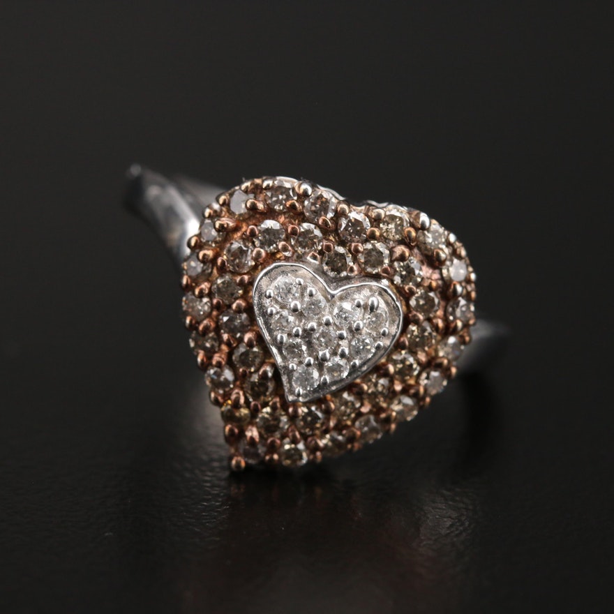 Sterling Diamond Heart Ring