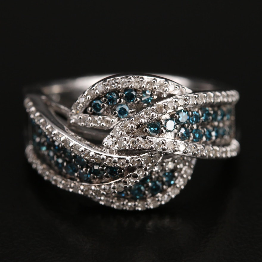 Sterling Diamond Knot Ring