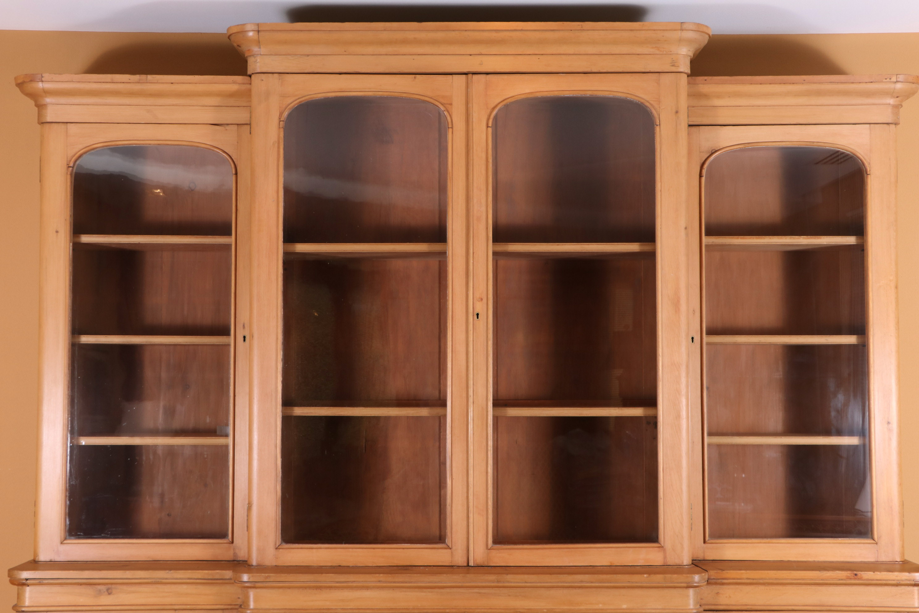 Farmhouse Style Pine Breakfront China Cabinet from Clossons