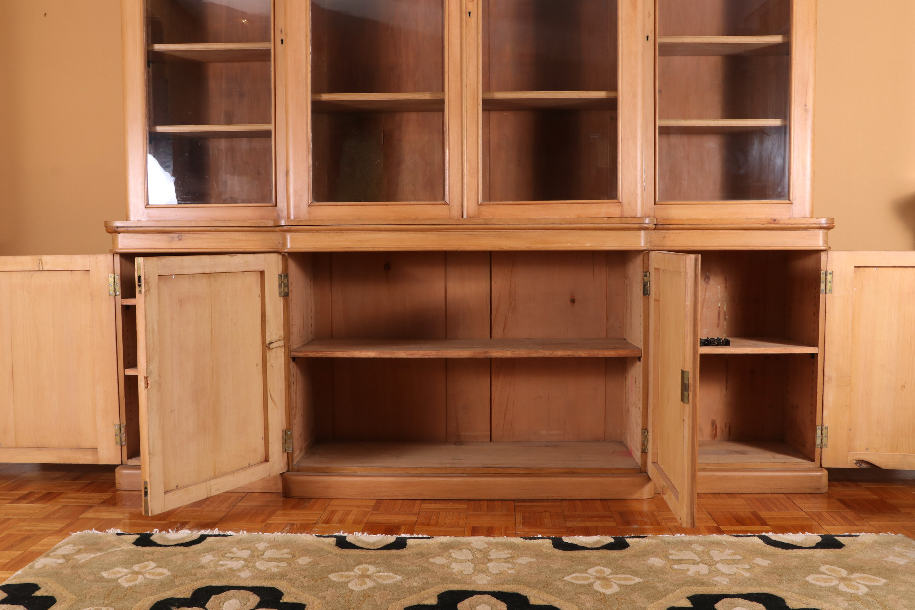 Farmhouse Style Pine Breakfront China Cabinet from Clossons