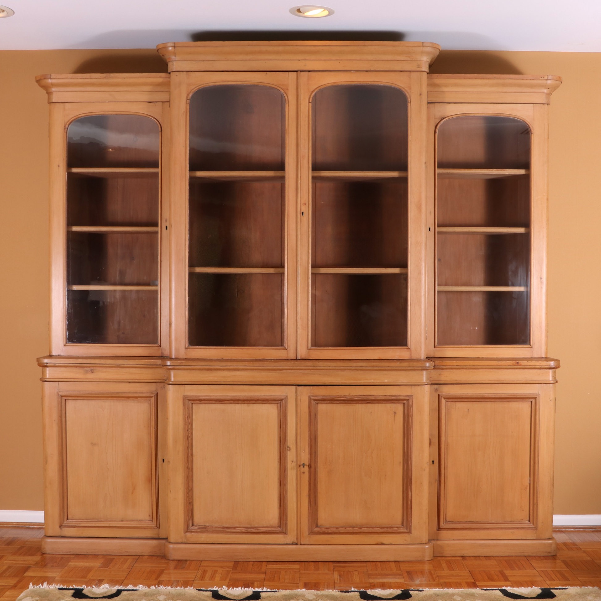 Farmhouse Style Pine Breakfront China Cabinet from Clossons