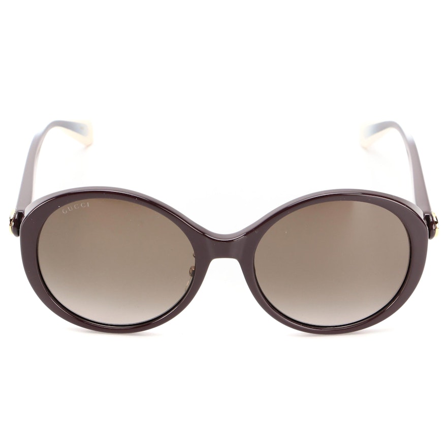 Gucci GG0370SK Bee Round Sunglasses in Brown Ombré with Case