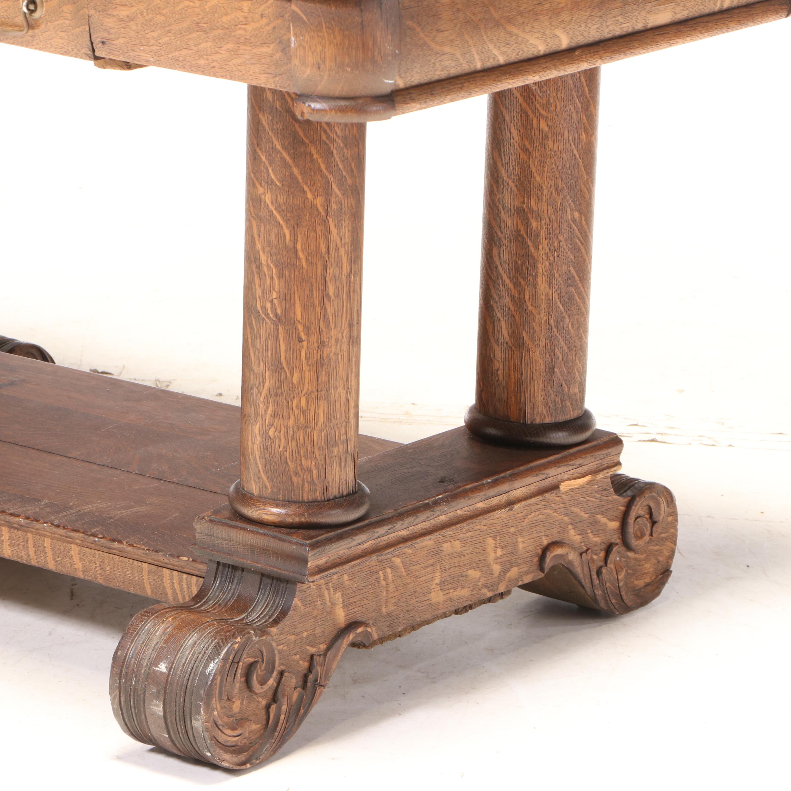 Victorian Oak Writing Table Signed by Diane Ladd from the Movie "Rambling Rose"