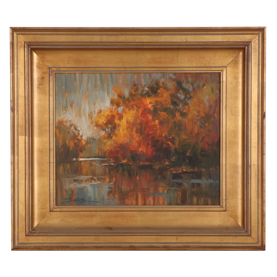 Abstract Autumnal Landscape Oil Painting, 2002