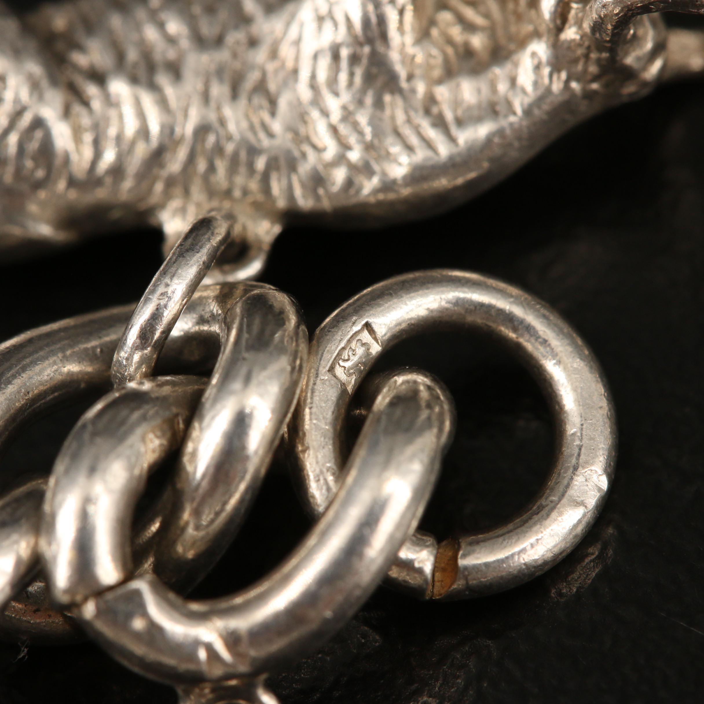 Sterling Charm Bracelet With Rhinestone Accents