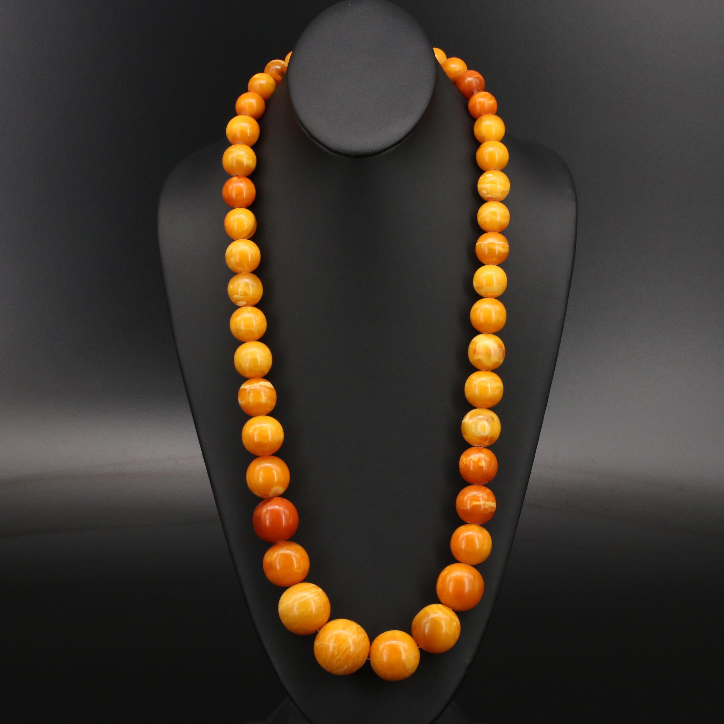Graduated Mutton Fat Amber Necklace