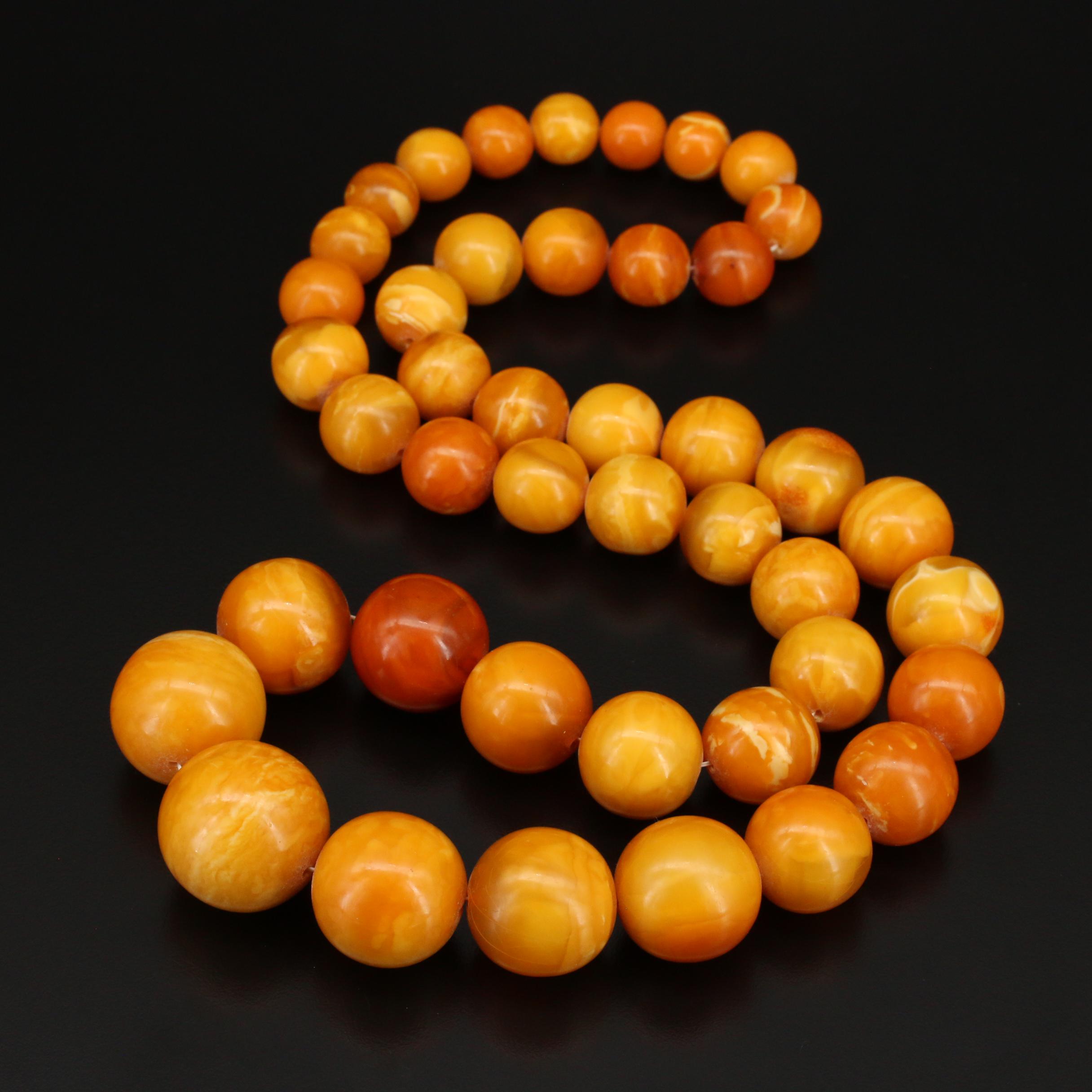 Graduated Mutton Fat Amber Necklace