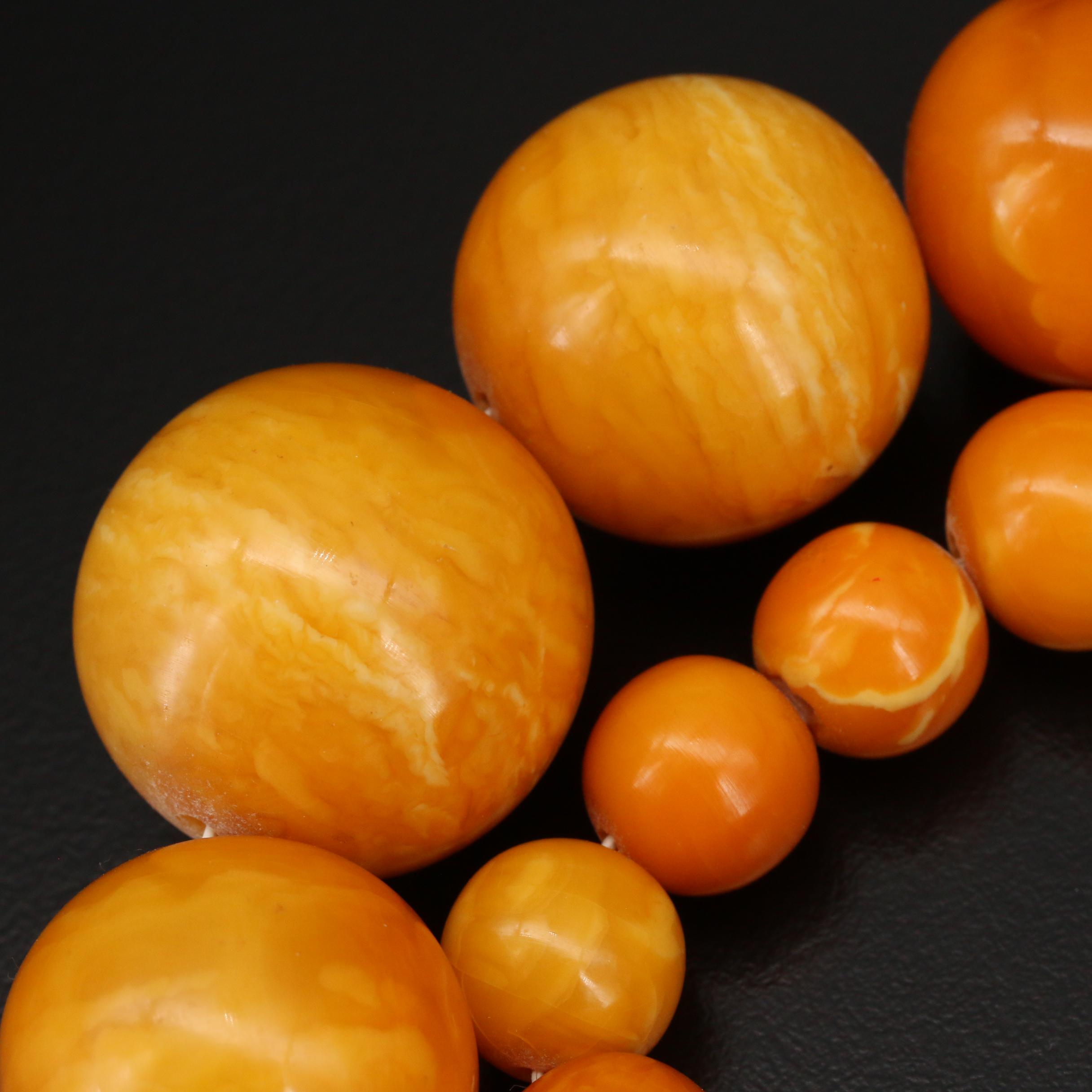 Graduated Mutton Fat Amber Necklace