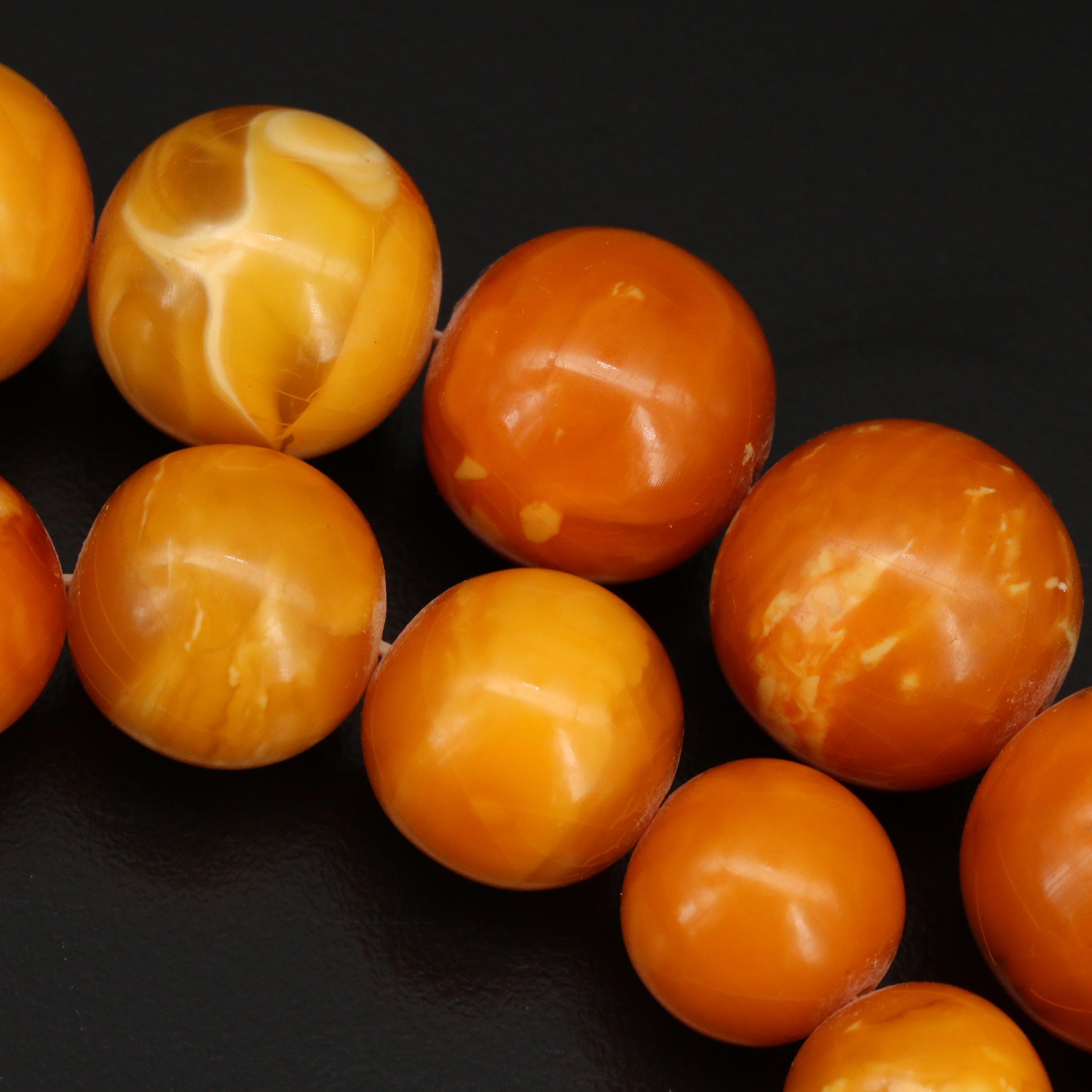 Graduated Mutton Fat Amber Necklace