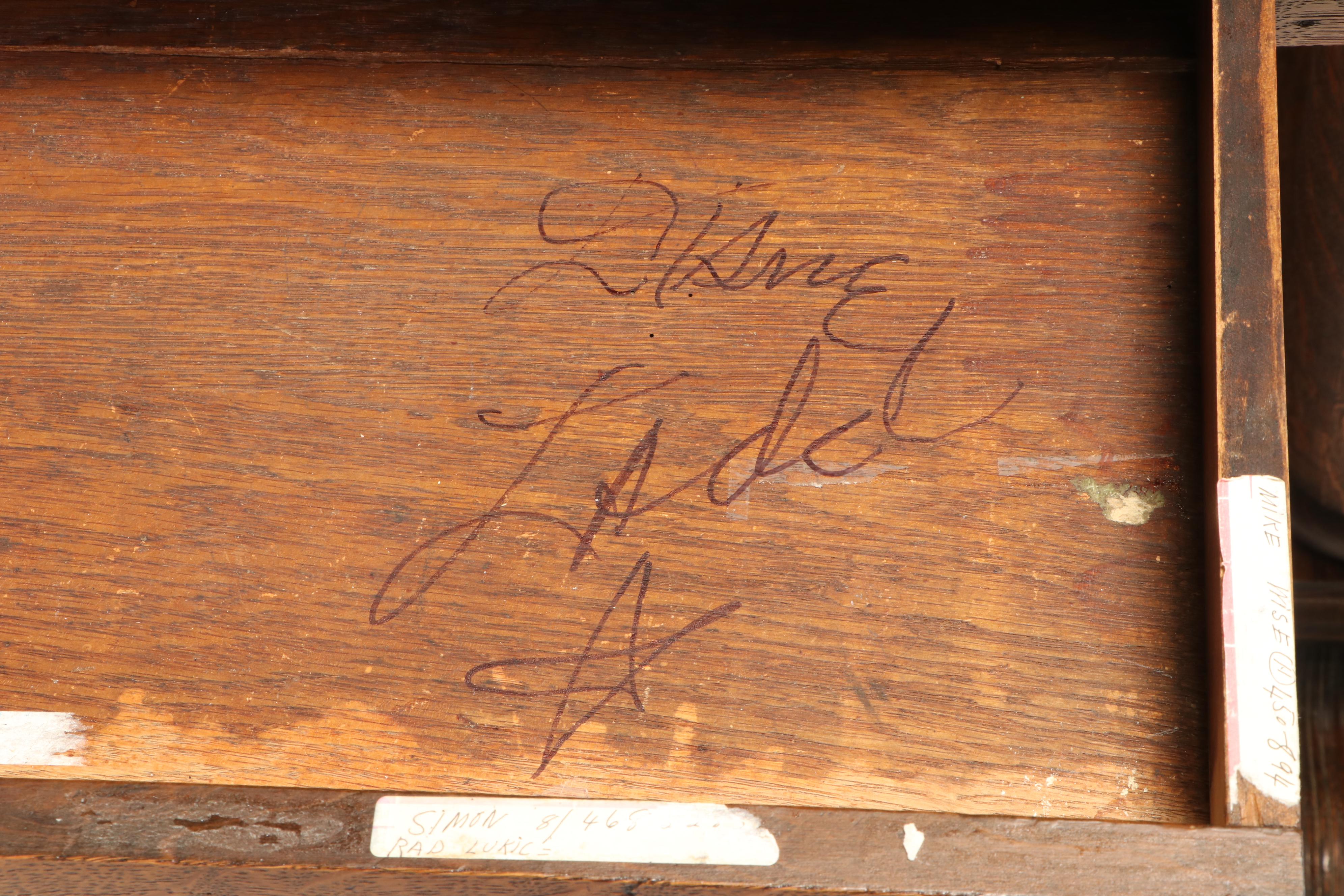 Victorian Oak Writing Table Signed by Diane Ladd from the Movie "Rambling Rose"