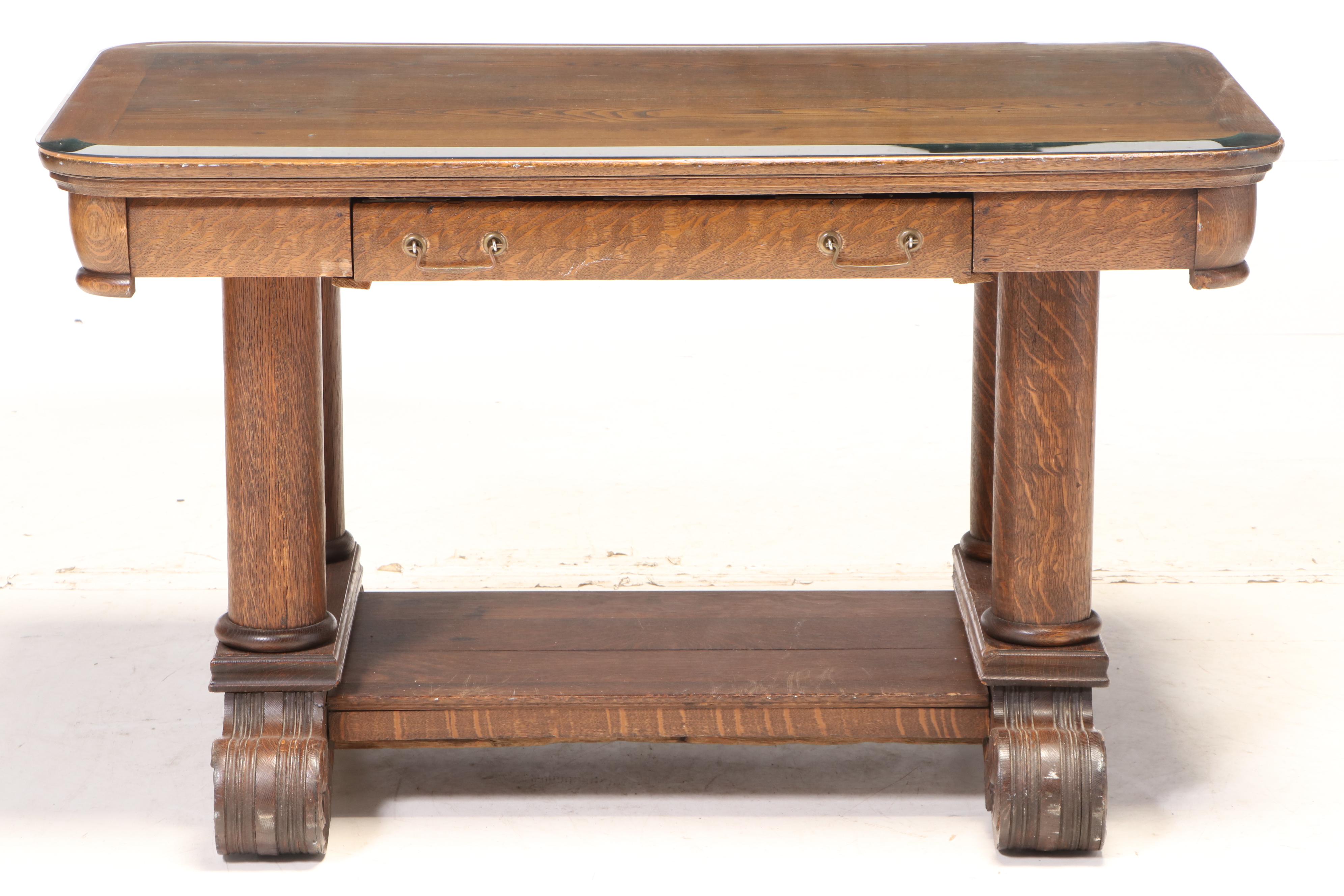 Victorian Oak Writing Table Signed by Diane Ladd from the Movie "Rambling Rose"