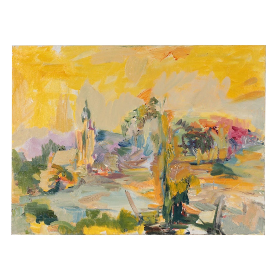 Kathy Lerner Abstract Landscape Oil Painting, 1995