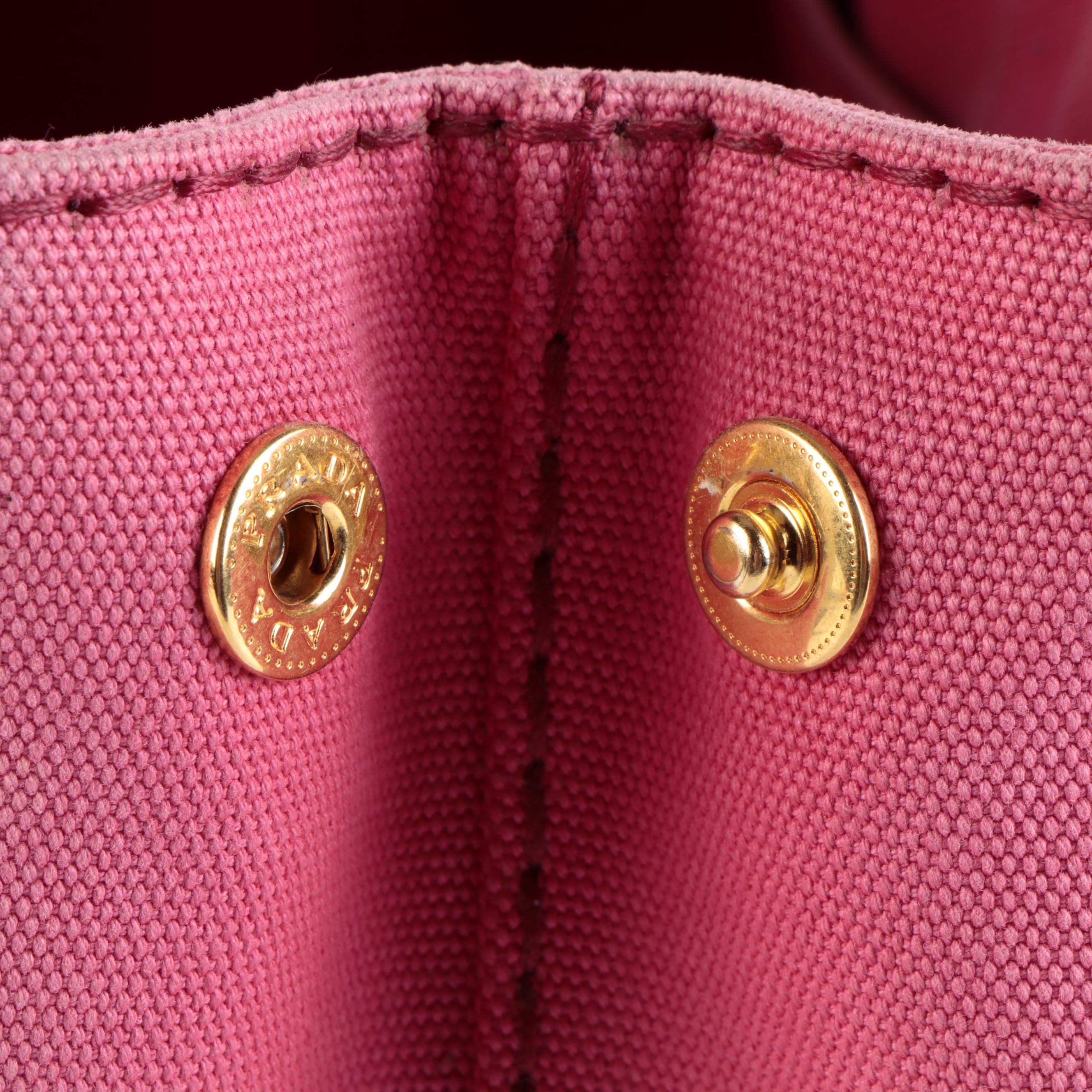 Prada Canapa Logo Garde Tote in Peonia Canvas