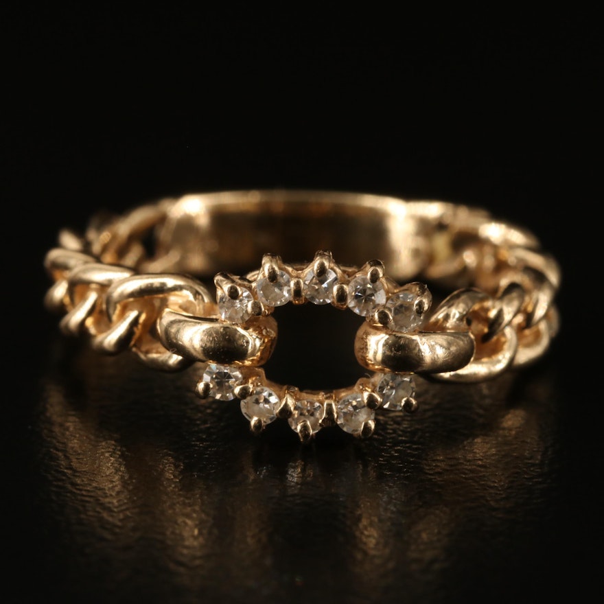 14K Diamond Twisted Ring