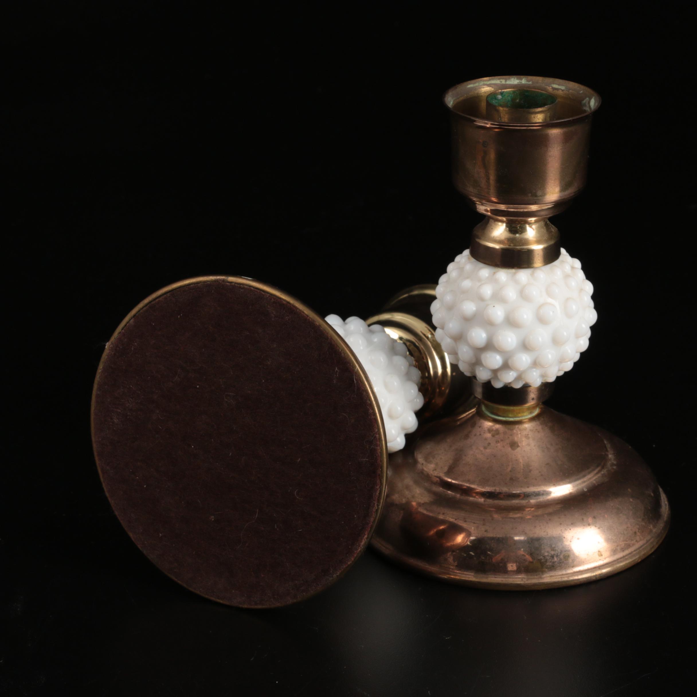 Vintage Milk Glass Hobnail Table Lamp, Lamp Shades and Table Accessories