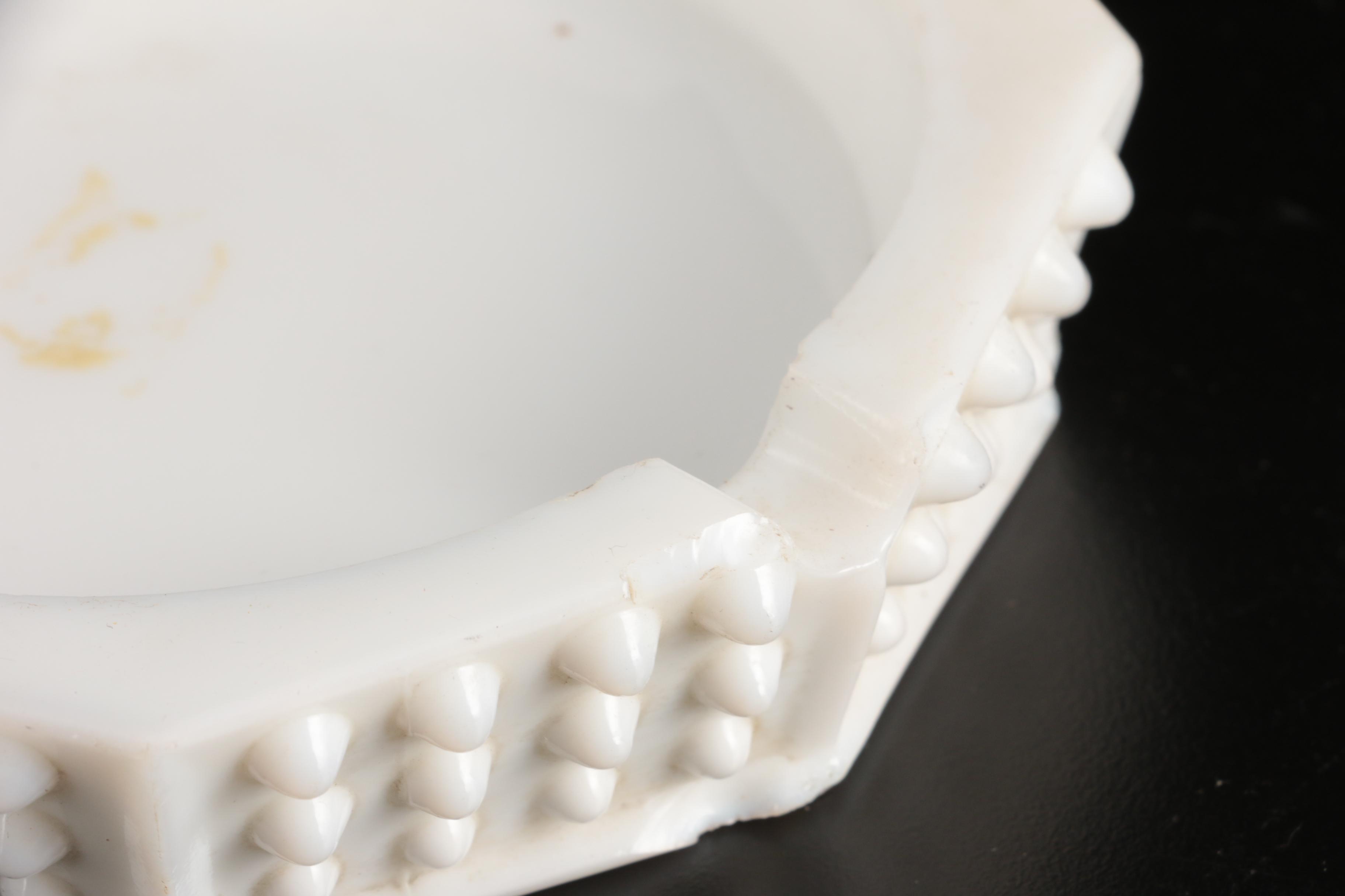 Vintage Milk Glass Hobnail Table Lamp, Lamp Shades and Table Accessories