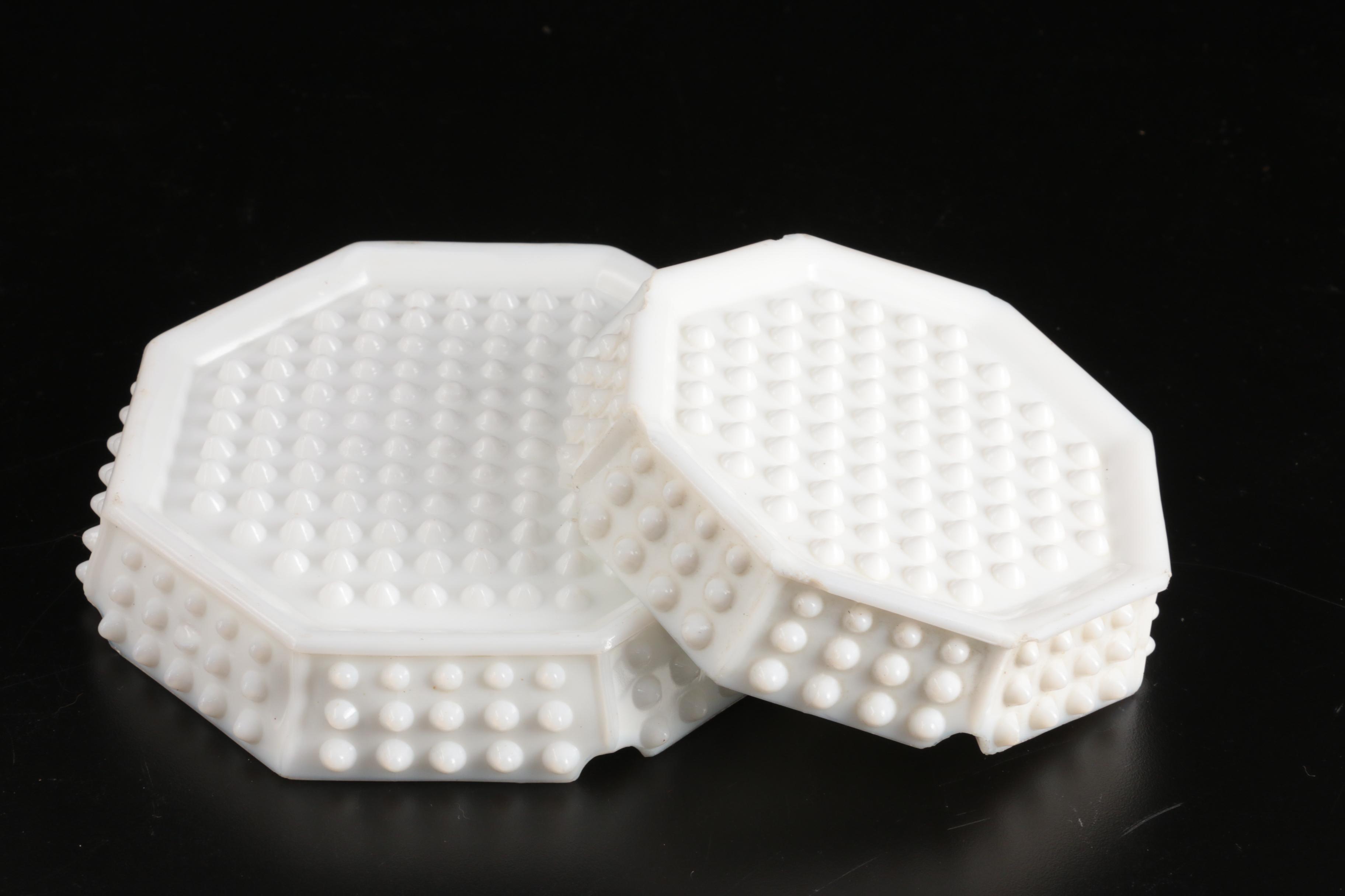 Vintage Milk Glass Hobnail Table Lamp, Lamp Shades and Table Accessories