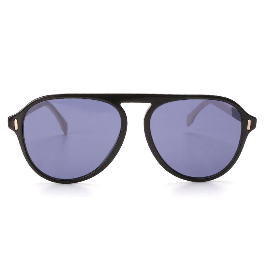 Fendi FFM0055/G/S Aviator Sunglasses in Black and Off-White Acetate with Case