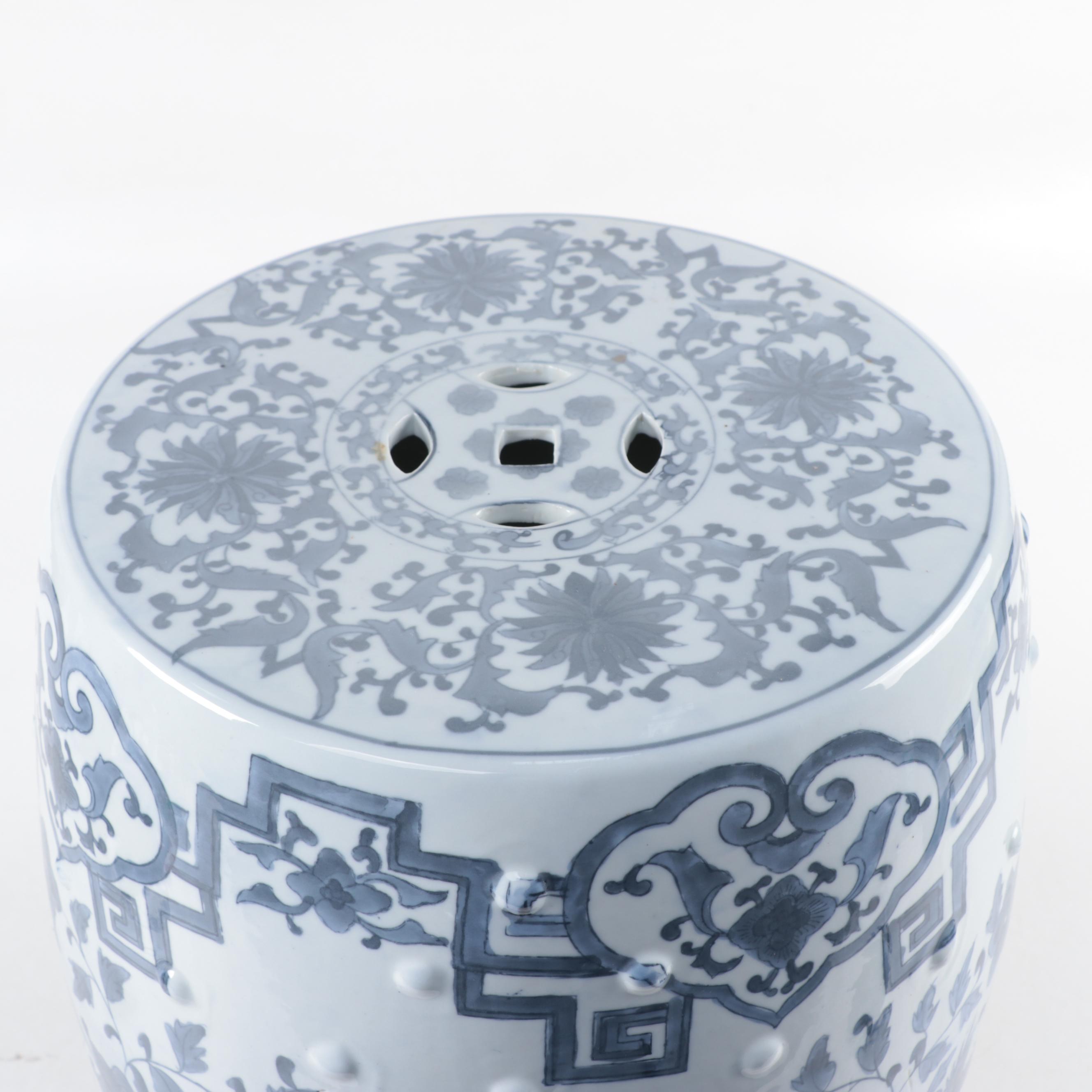 Chinese Dragon Motif Blue and White Ceramic Garden Stool