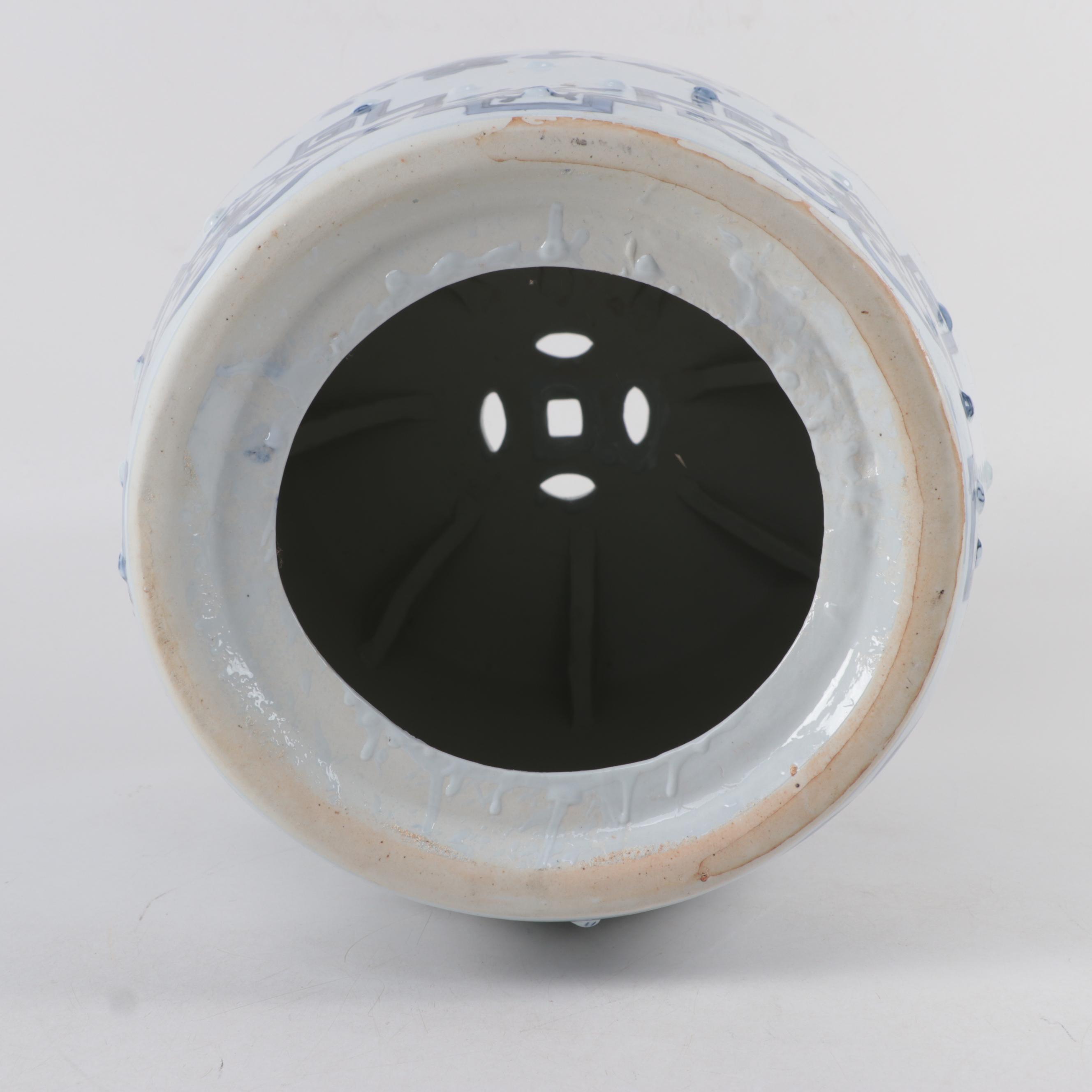 Chinese Dragon Motif Blue and White Ceramic Garden Stool